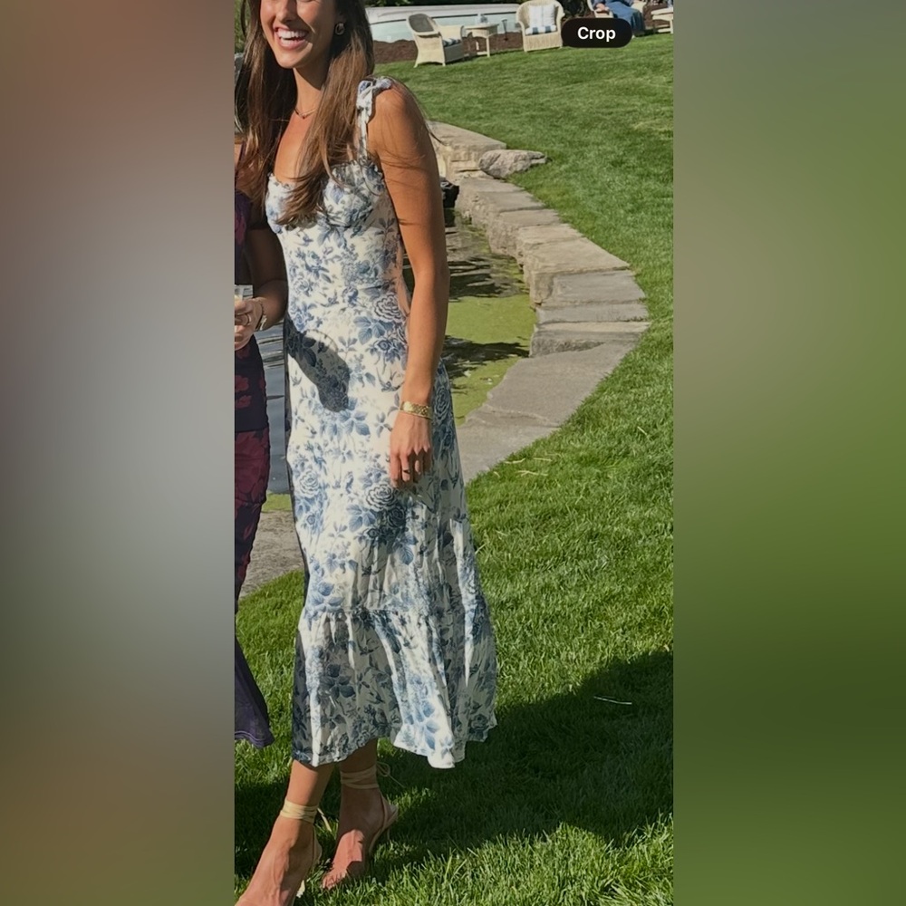 Reformation Blue and White Floral Midi Dress